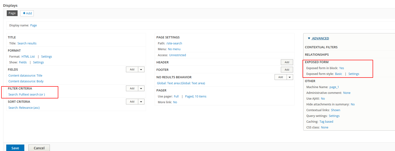 search view config